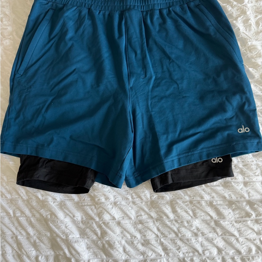 ALO Yoga Teal and Black Men's Athletic Shorts